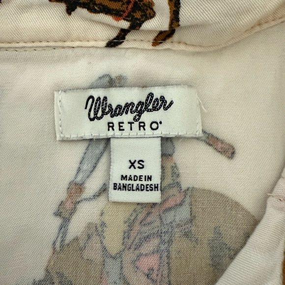 Wrangler Retro shirt Cream Western Print Horses de Button-Up Women’s size xs - Picture 3 of 13